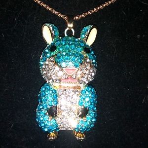Crystal Covered Gerbil Pendant Necklace